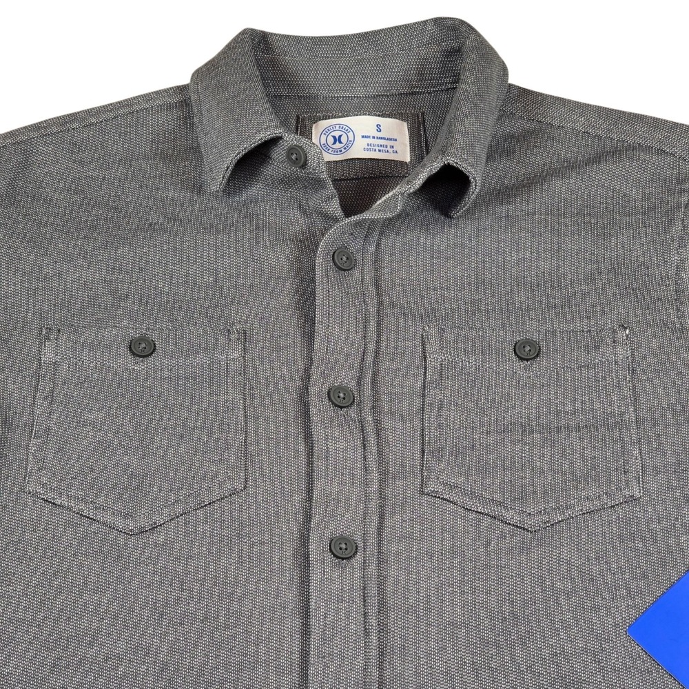 Hurley Blue Skies Ultra Soft Gray Long Sleeve Button Down Shirt- Men's Sz S NWT - Picture 2 of 7